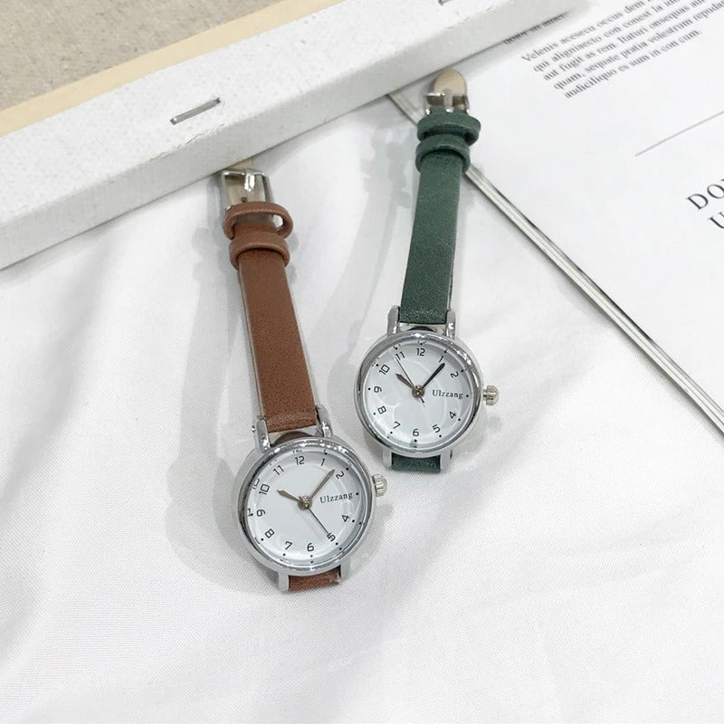 Minimalistisches, leicht lesbares Zifferblatt mit ultradünnen Quarzuhren aus veganem Lederarmband