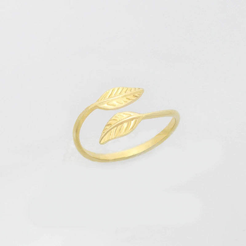 Minimalistische, von der Natur inspirierte, verstellbare Pflanzenringe mit Blattwicklung