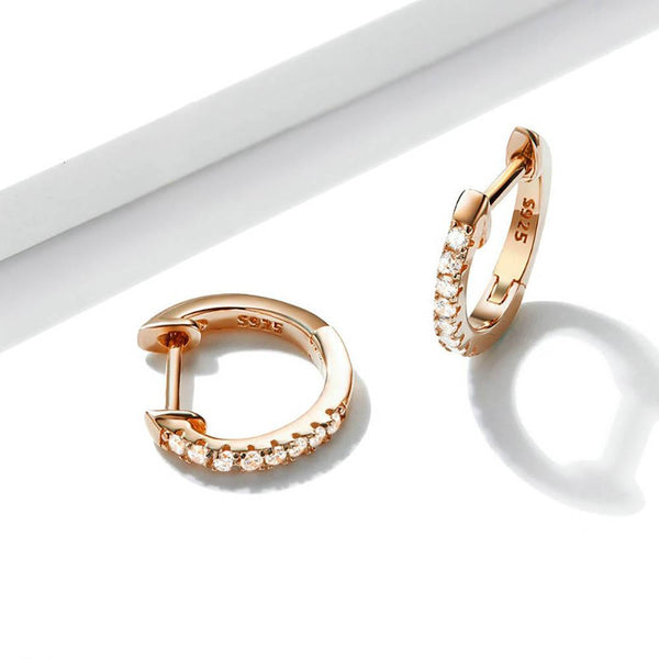 Minimalistische funkelnde runde Ohrringe