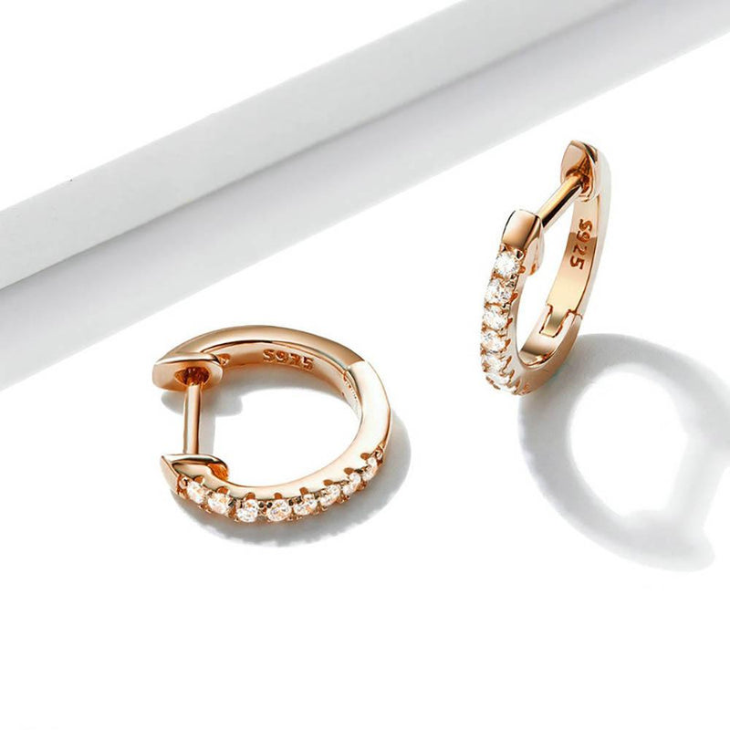 Minimalistische funkelnde runde Ohrringe