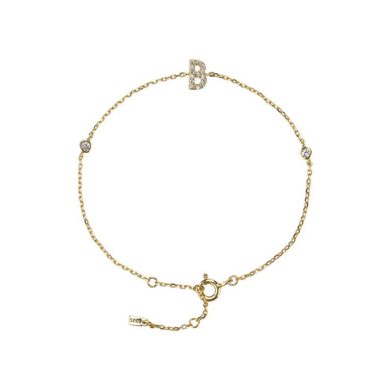 Minimalistische, mit Zirkonia verzierte, personalisierte Armbänder mit Initialen von A bis Z