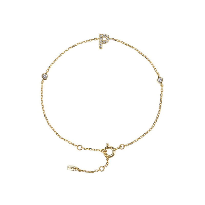 Minimalistische, mit Zirkonia verzierte, personalisierte Armbänder mit Initialen von A bis Z