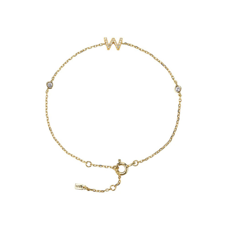 Minimalistische, mit Zirkonia verzierte, personalisierte Armbänder mit Initialen von A bis Z