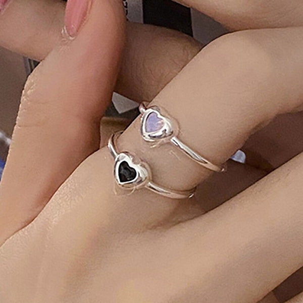 Minimalistische verstellbare Zirkonia-Ringe mit Herzmotiv