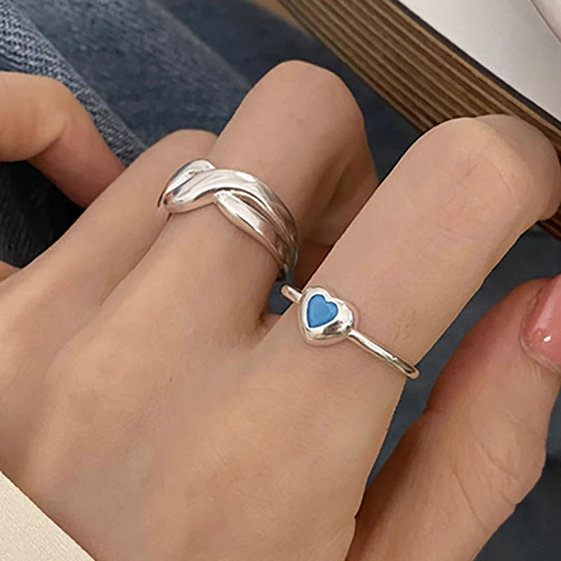 Minimalistische verstellbare Zirkonia-Ringe mit Herzmotiv