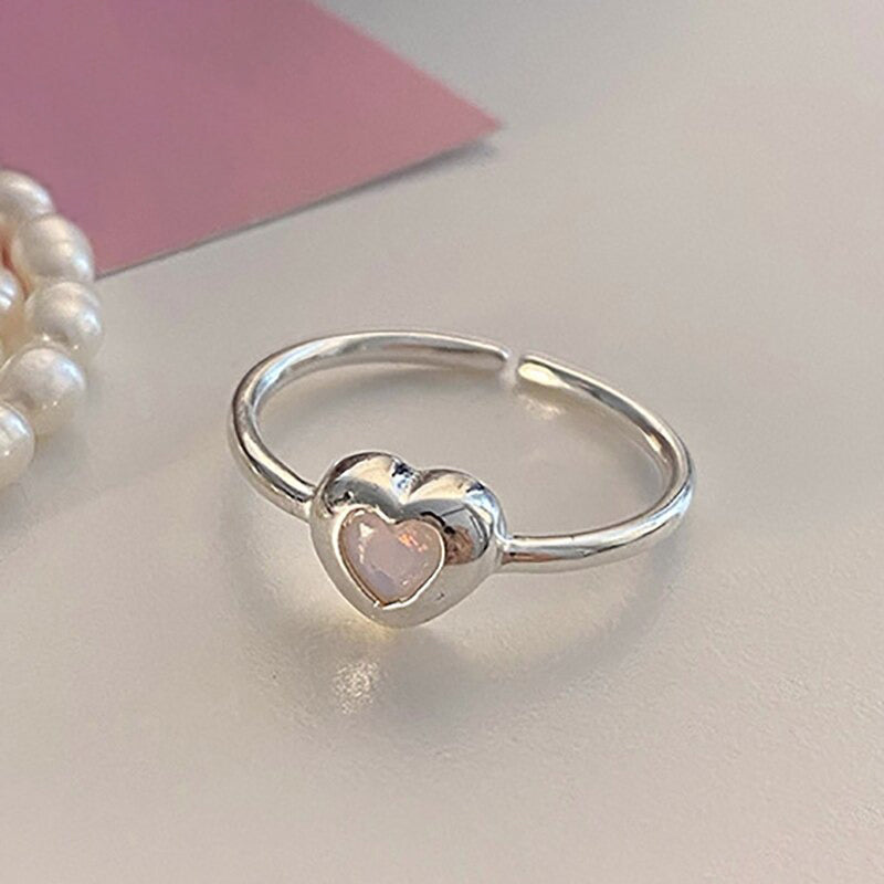 Minimalistische verstellbare Zirkonia-Ringe mit Herzmotiv