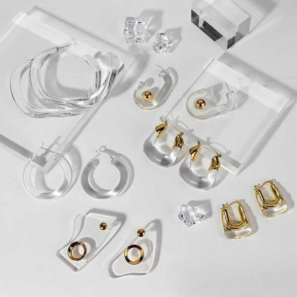 Moderne, modische, transparente, geometrische Statement-Ohrringe aus Acryl