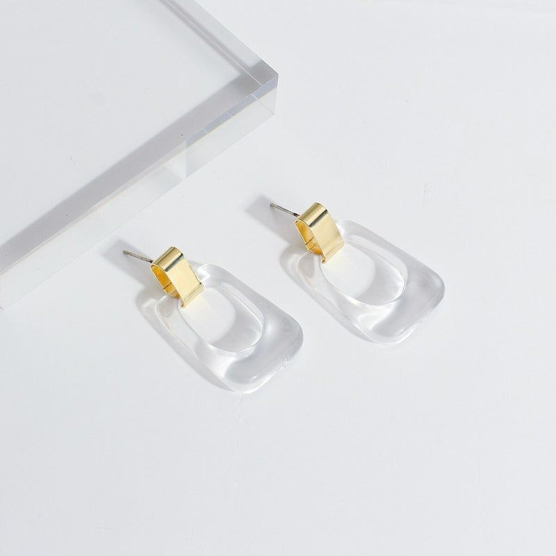 Moderne, modische, transparente, geometrische Statement-Ohrringe aus Acryl