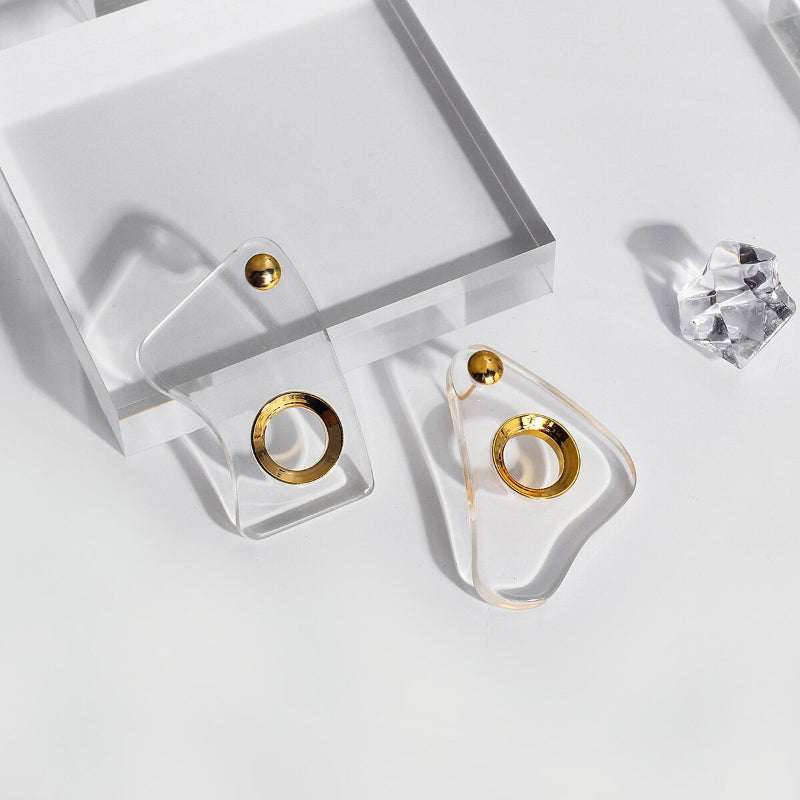 Moderne, modische, transparente, geometrische Statement-Ohrringe aus Acryl