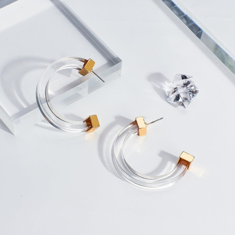 Moderne, modische, transparente, geometrische Statement-Ohrringe aus Acryl