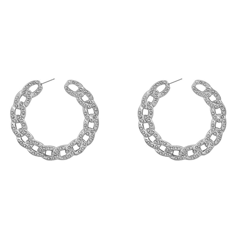 Moderne, luxuriöse, übergroße Creolen mit dicker, runder Kette