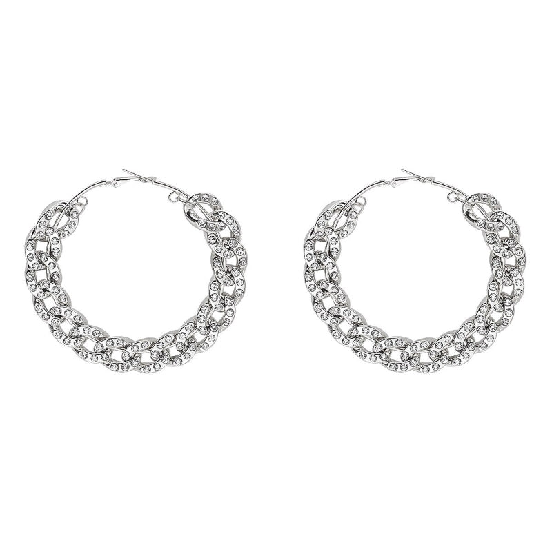 Moderne, luxuriöse, übergroße Creolen mit dicker, runder Kette