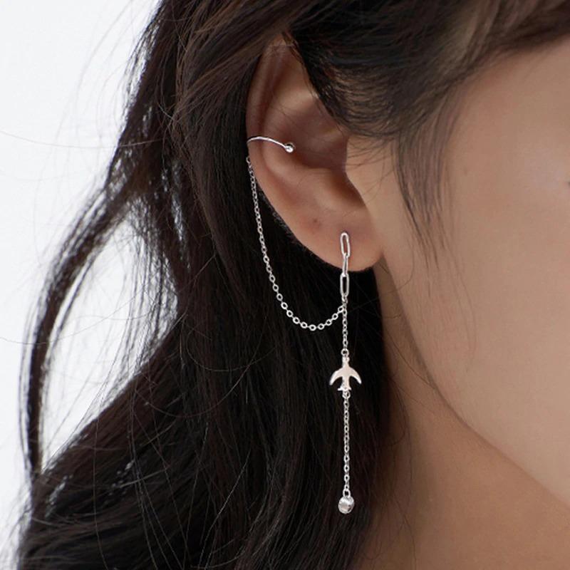 Mond und Stern Strass Lange Kette Quaste Ohrringe