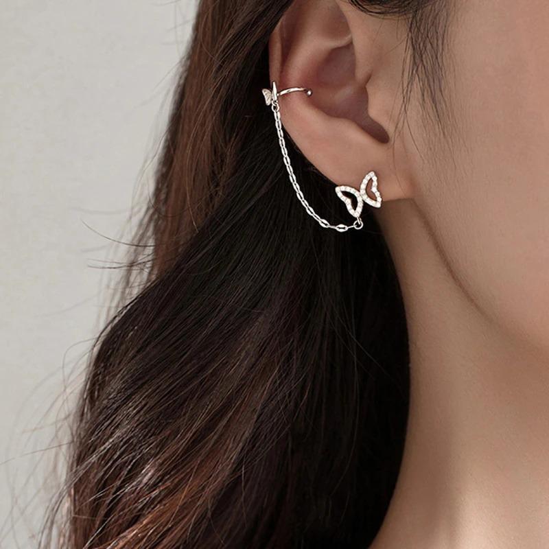 Mond und Stern Strass Lange Kette Quaste Ohrringe