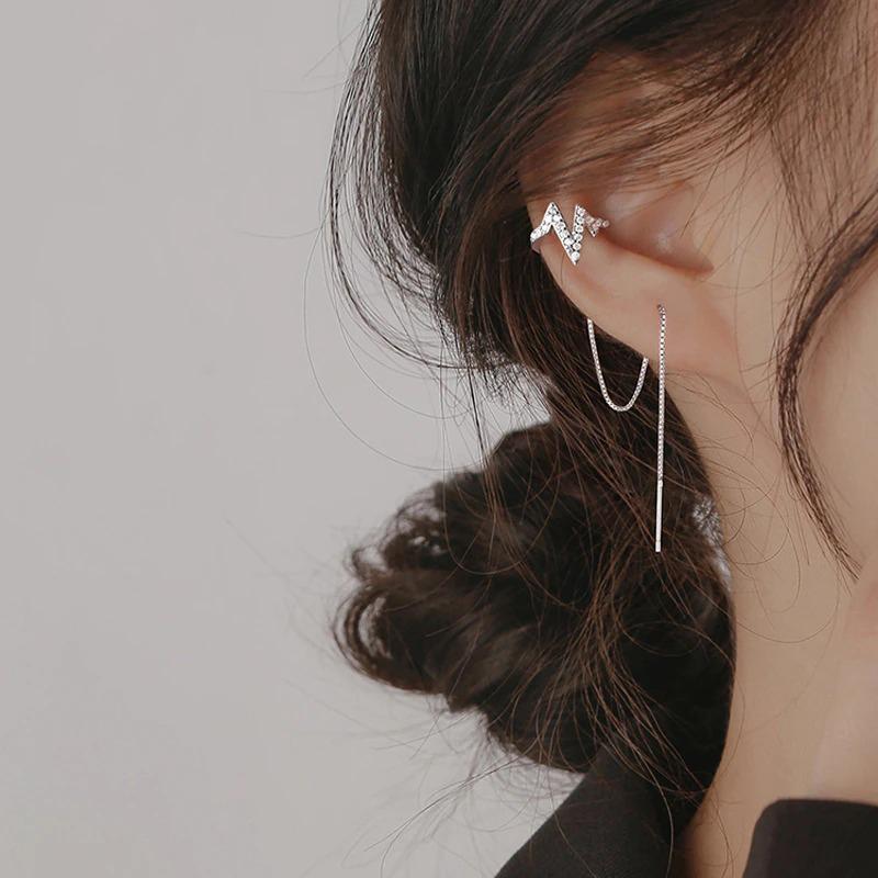 Mond und Stern Strass Lange Kette Quaste Ohrringe