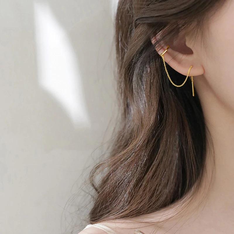 Mond und Stern Strass Lange Kette Quaste Ohrringe