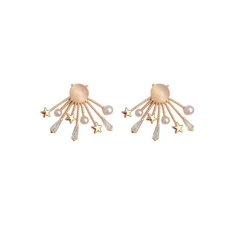 Mond und Stern Strass Lange Kette Quaste Ohrringe