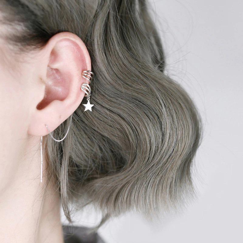 Mond und Stern Strass Lange Kette Quaste Ohrringe