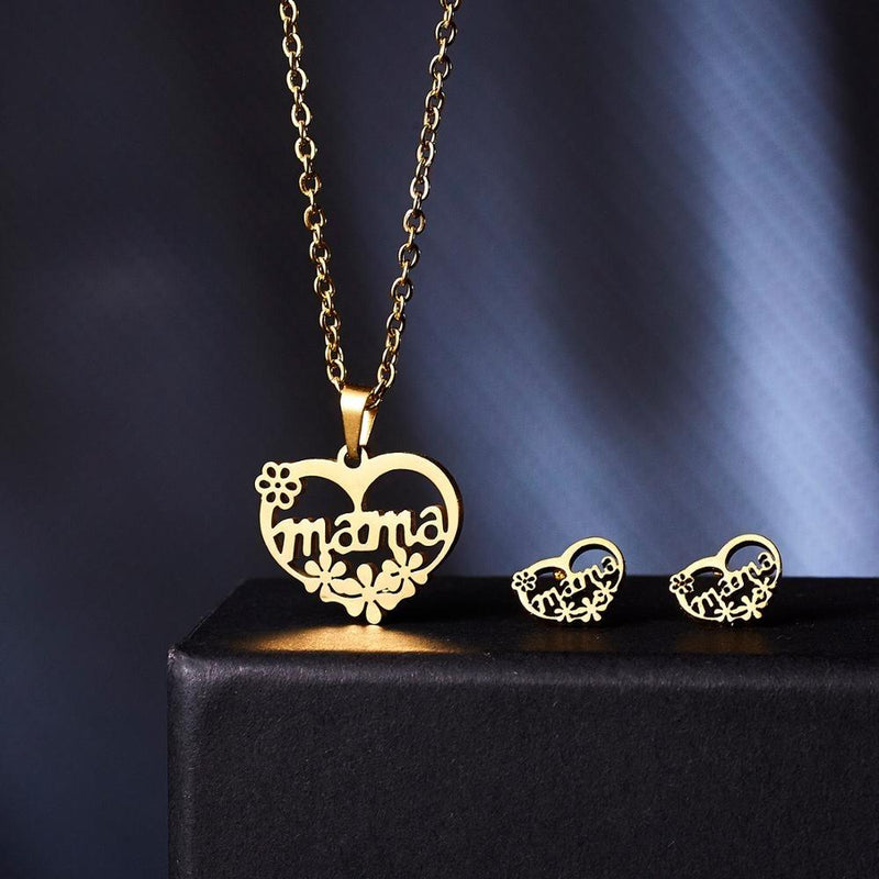 Set mit Halskette und Ohrringen mit Anhänger „Mother's Love“