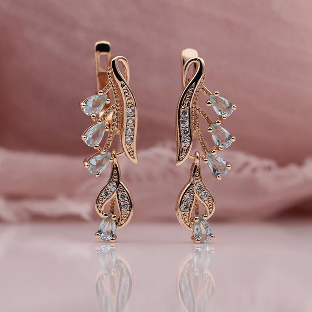 Mehrfarbige, lange Ohrringe mit Wassertropfen-Zirkon