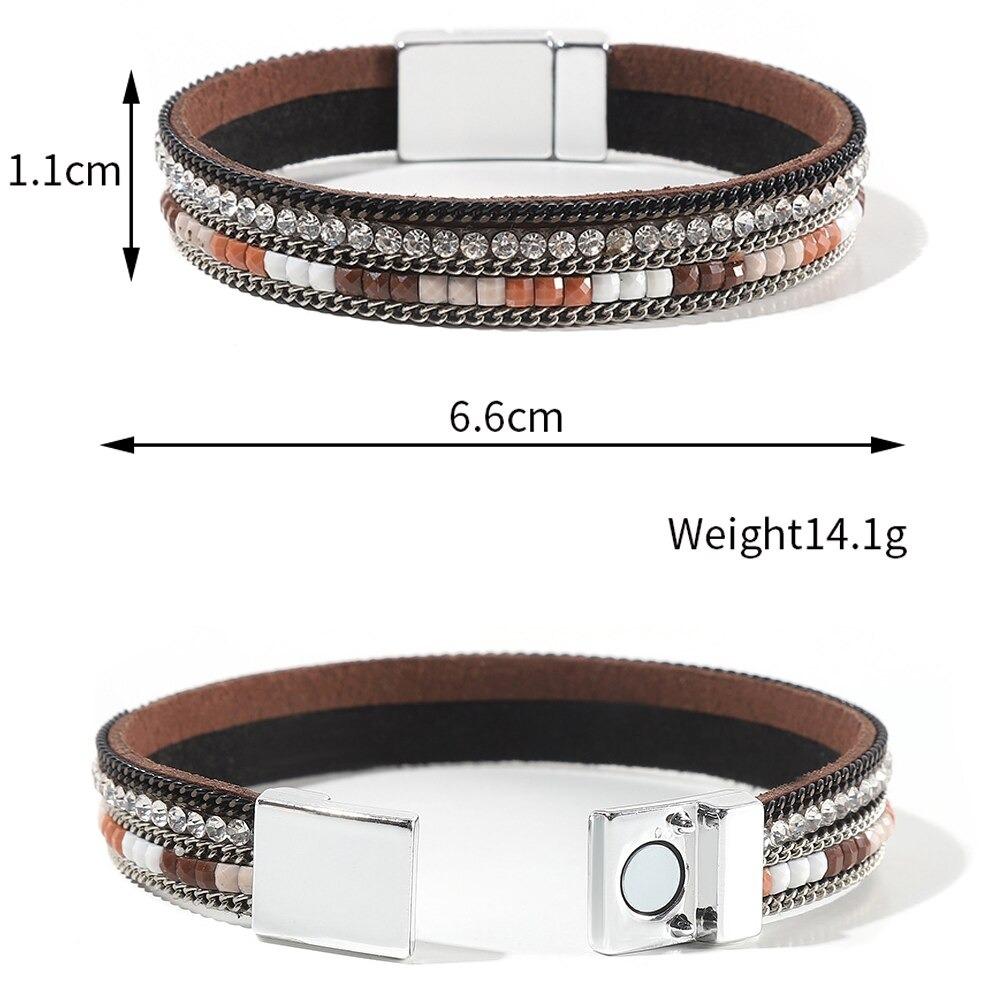 Mehrlagige böhmische Wickelarmbänder mit Magnetverschluss