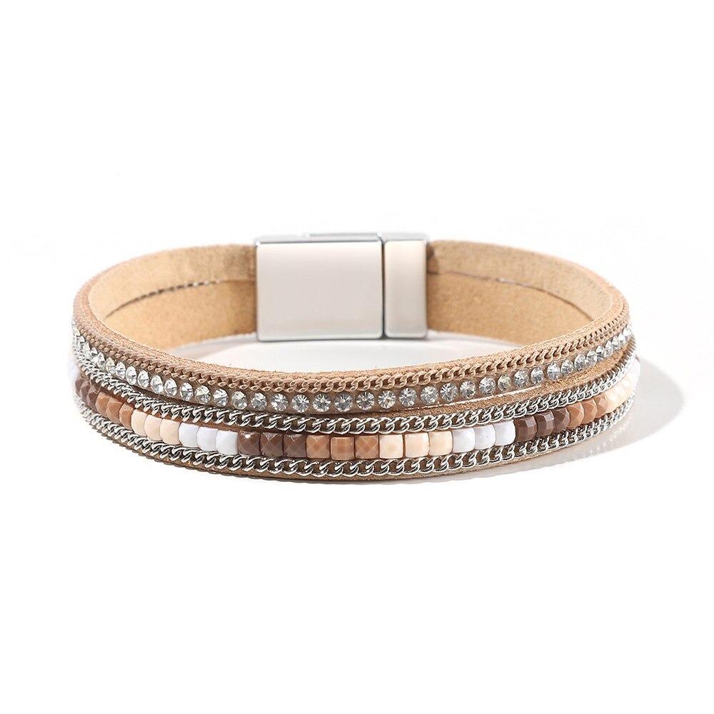 Mehrlagige böhmische Wickelarmbänder mit Magnetverschluss