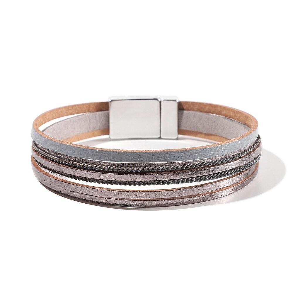 Mehrlagige böhmische Wickelarmbänder mit Magnetverschluss