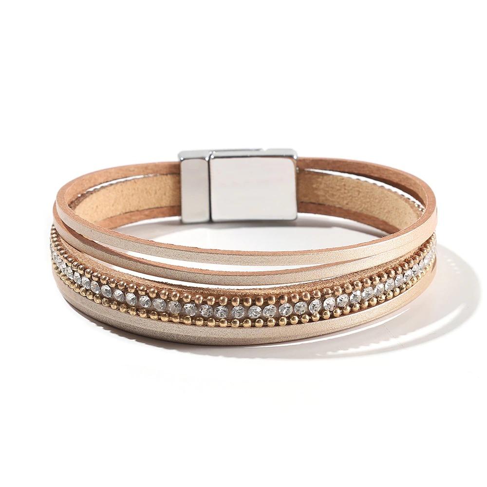 Mehrlagige böhmische Wickelarmbänder mit Magnetverschluss