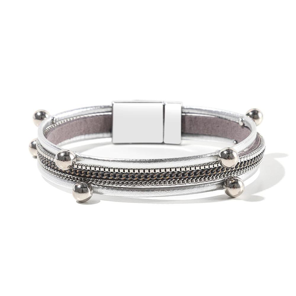 Mehrlagige böhmische Wickelarmbänder mit Magnetverschluss