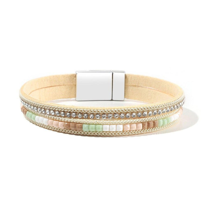 Mehrlagige böhmische Wickelarmbänder mit Magnetverschluss