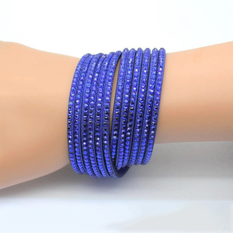 Mehrschichtige Wickelarmbänder mit farbigen Strassperlen