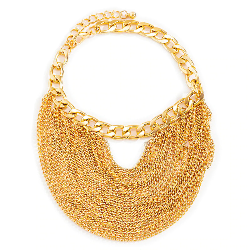 Mehrlagige High Heel Fußkettchen mit Gliederkette und Quaste