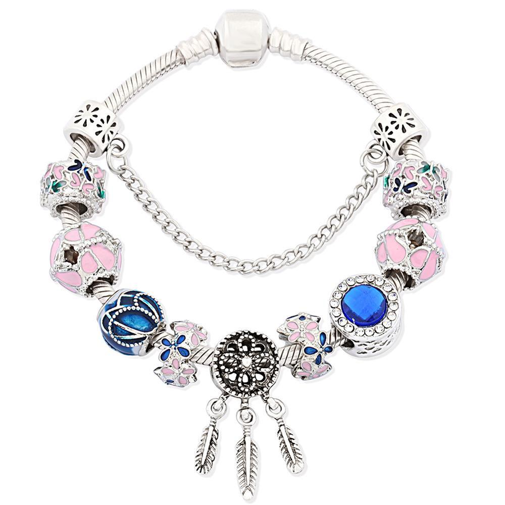 Mehrfarbiges Perlenarmband mit blühenden Blumen
