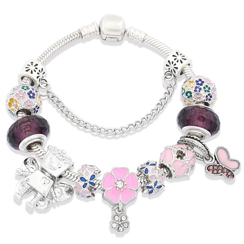 Mehrfarbiges Perlenarmband mit blühenden Blumen