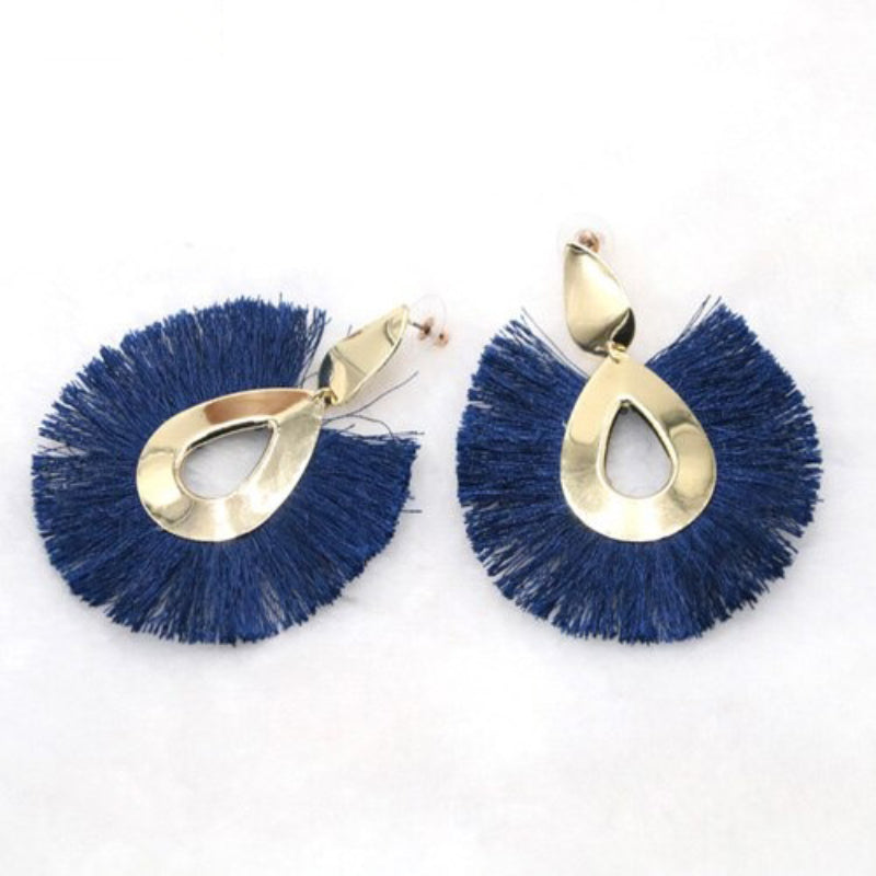 Mehrfarbige Fächerohrringe mit Quastenfransen im Bohemian-Chic-Stil