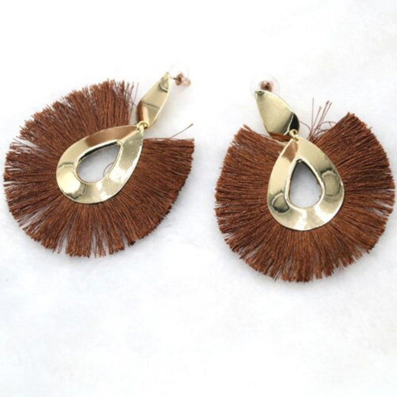 Mehrfarbige Fächerohrringe mit Quastenfransen im Bohemian-Chic-Stil