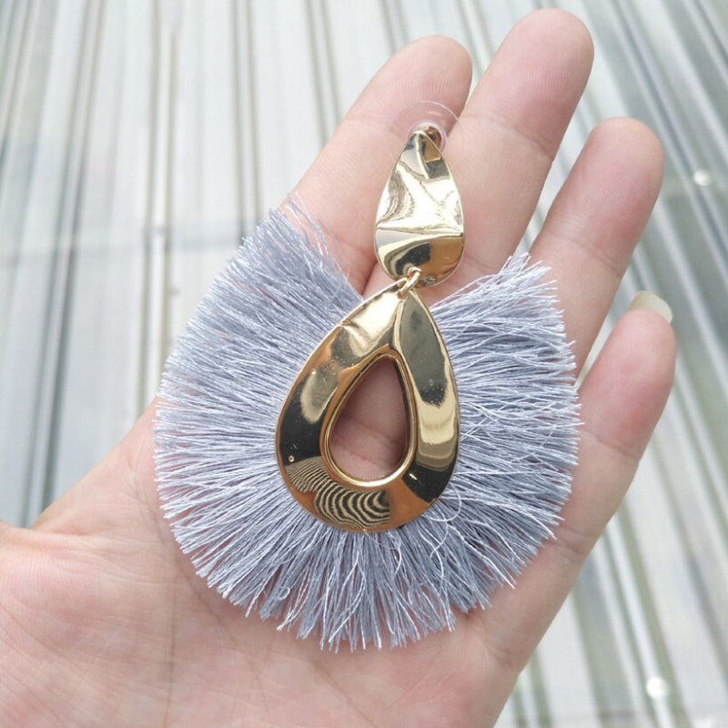 Mehrfarbige Fächerohrringe mit Quastenfransen im Bohemian-Chic-Stil