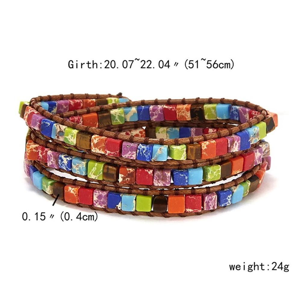 Mehrfarbiges quadratisches Chakra-Perlenarmband