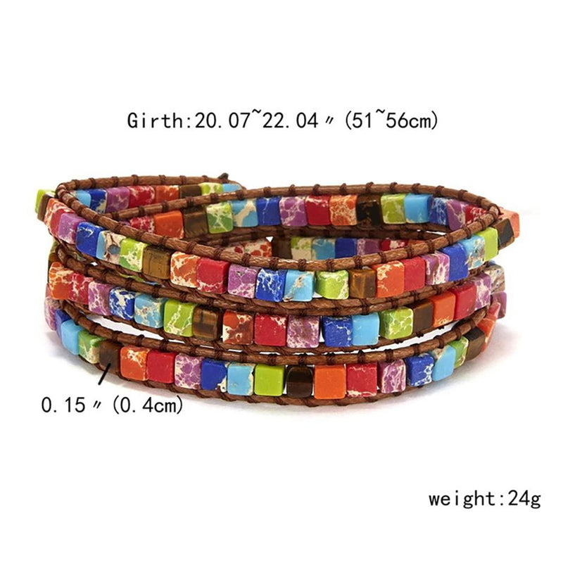 Mehrfarbiges quadratisches Chakra-Perlenarmband