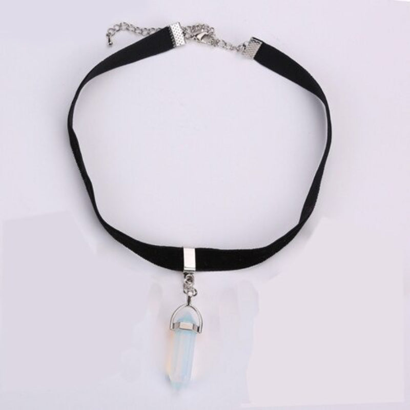 Mehrfarbige Chokerhalsketten mit klarem Glas und Strasssteinen