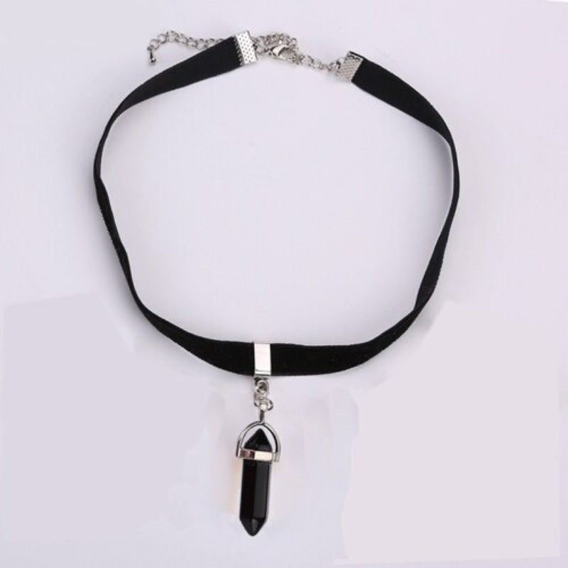 Mehrfarbige Chokerhalsketten mit klarem Glas und Strasssteinen