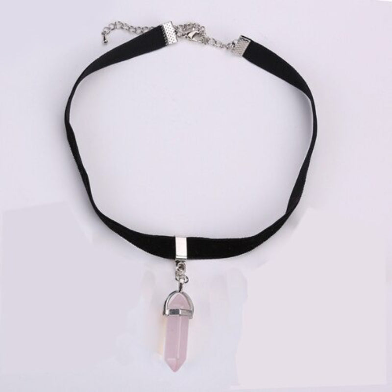 Mehrfarbige Chokerhalsketten mit klarem Glas und Strasssteinen