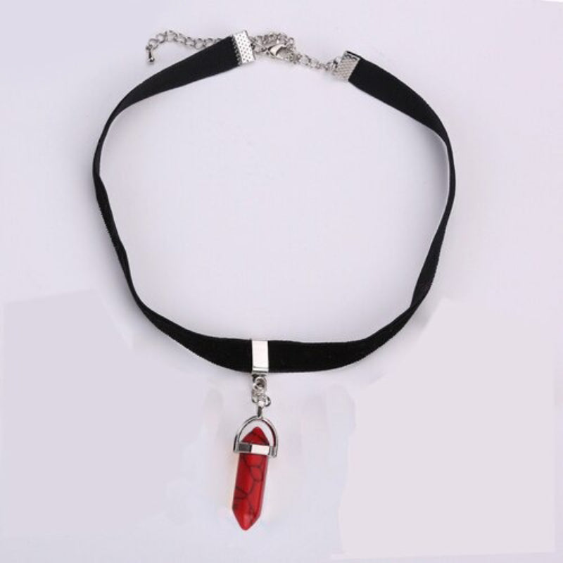 Mehrfarbige Chokerhalsketten mit klarem Glas und Strasssteinen