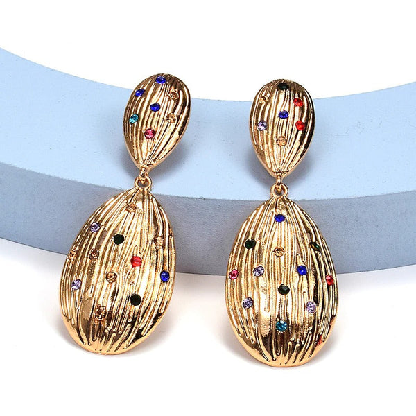 Statement-Ohrringe mit mehrfarbigen eingelegten Strasssteinen