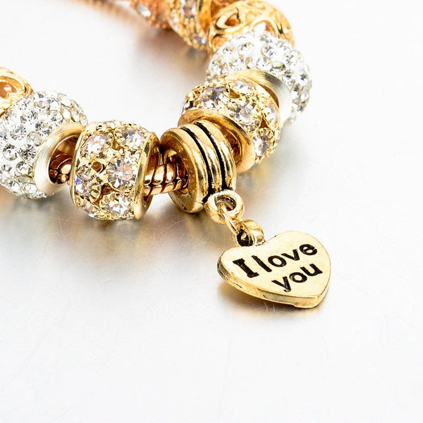 Mehrfarbige, mit Strasssteinen besetzte Luxusarmbänder mit Herzanhänger