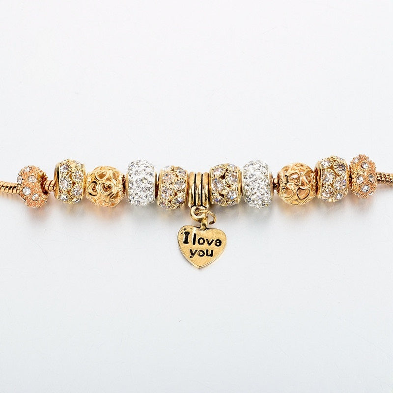 Mehrfarbige, mit Strasssteinen besetzte Luxusarmbänder mit Herzanhänger