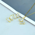 Schmuckset mit mehrfarbigen Zirkonia-Schmetterlingsohrringen und Halskette
