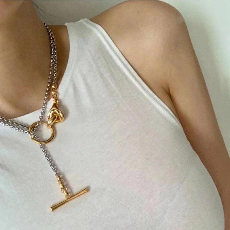 Multifunktionale minimalistische Halskette mit Knebelverschluss