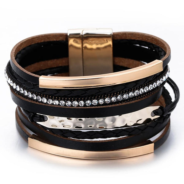 Mehrlagiges geflochtenes Seil mit Metallanhänger-Armband