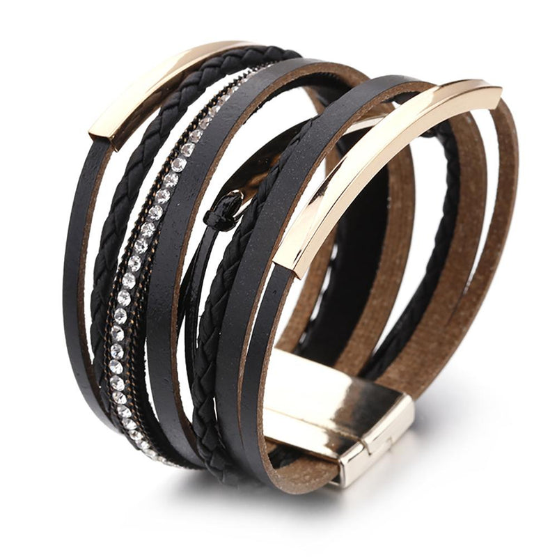 Mehrlagiges geflochtenes Seil mit Metallanhänger-Armband